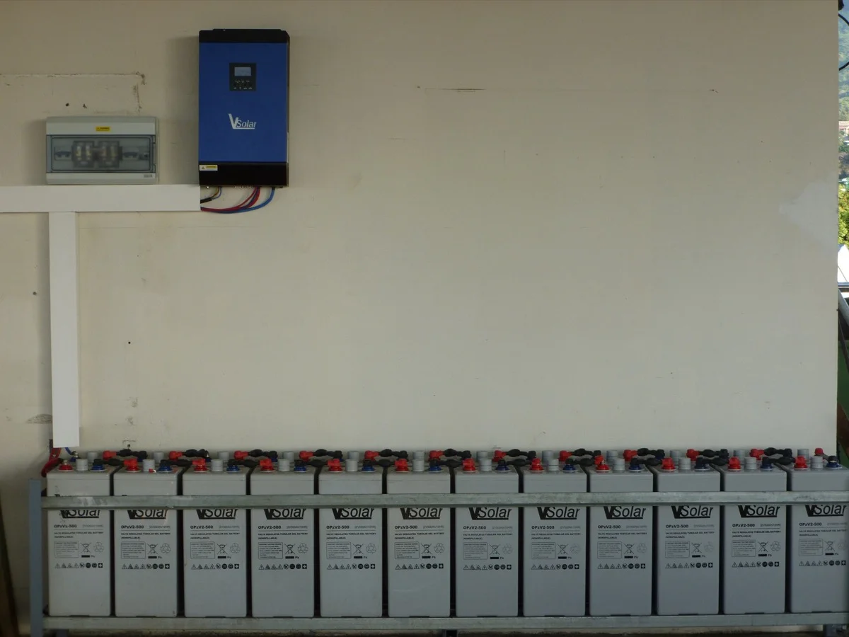 Solar energy battery storage installation